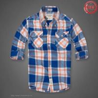 heren abercrombie fitch plaid lang overhemd blauw oranje wit Shop Rotterdam cpt11440